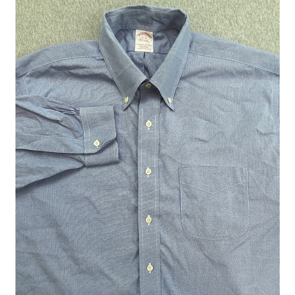 Brooks Brothers Shirt Mens 17 - 35 Houndstooth 100% Cotton 1818 Button Down